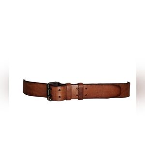 Vintage Polo Ralph Lauren Distressed Brown Leather Belt Double Prong Buckle